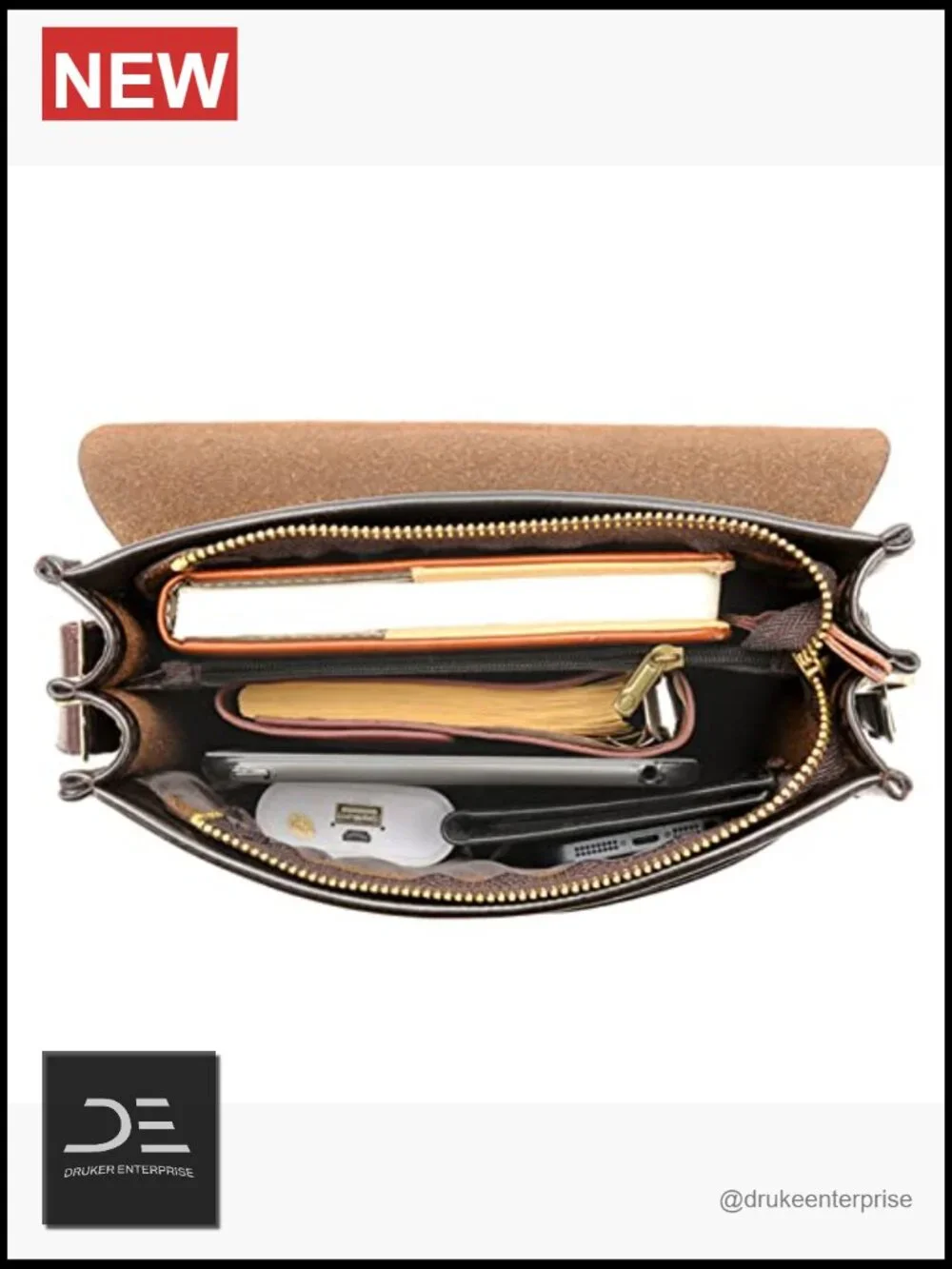 PU Leather Messenger Crossbody Bag for Men Work Travel Magnetic Buckle